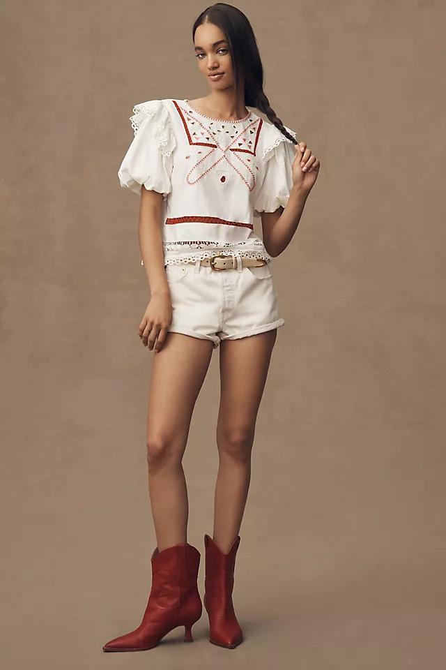 By Anthropologie Puff-Sleeve Cutwork Top Product Image
