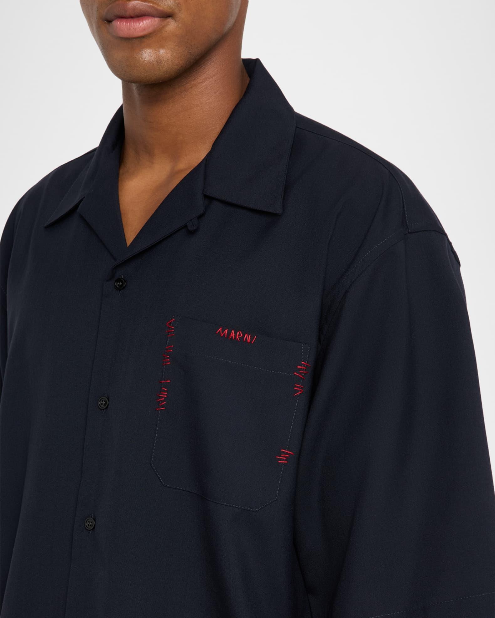 Men's Suiting Wool Mending Stitch Camp Shirt Product Image