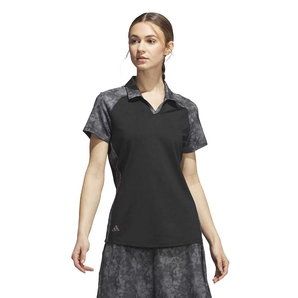 Women's adidas Printed Golf Polo, Size: Small, Black Product Image