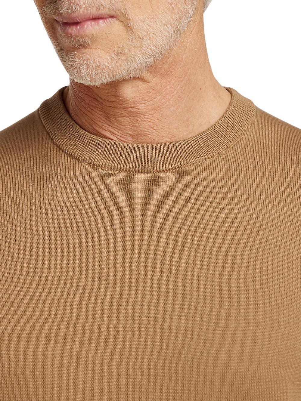 Supima Cotton Crew Neck Sweater - Light Brown Product Image
