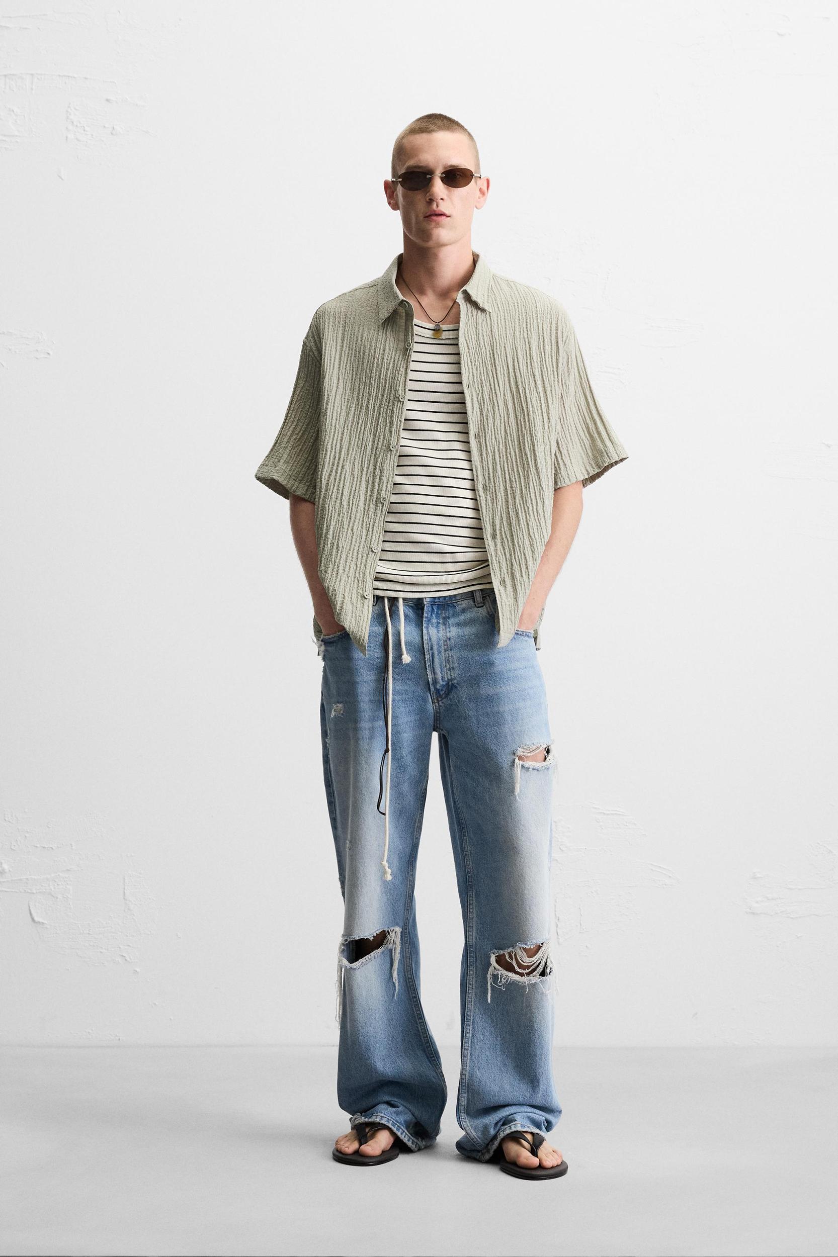 JACQUARD WRINKLE EFFECT SHIRT Product Image
