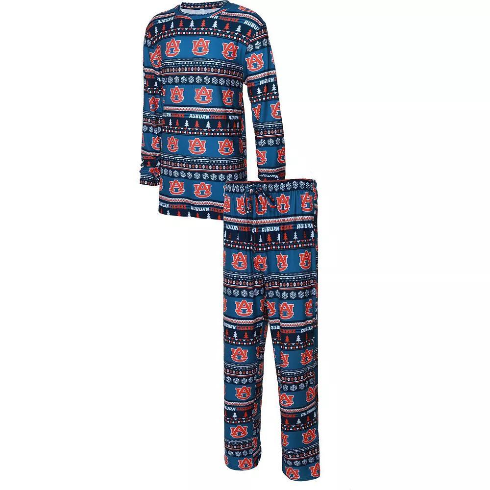 Men's Concepts Sport Navy Auburn Tigers Ugly Sweater Knit Long Sleeve Top and Pant Set, Size: Medium, Blue Product Image