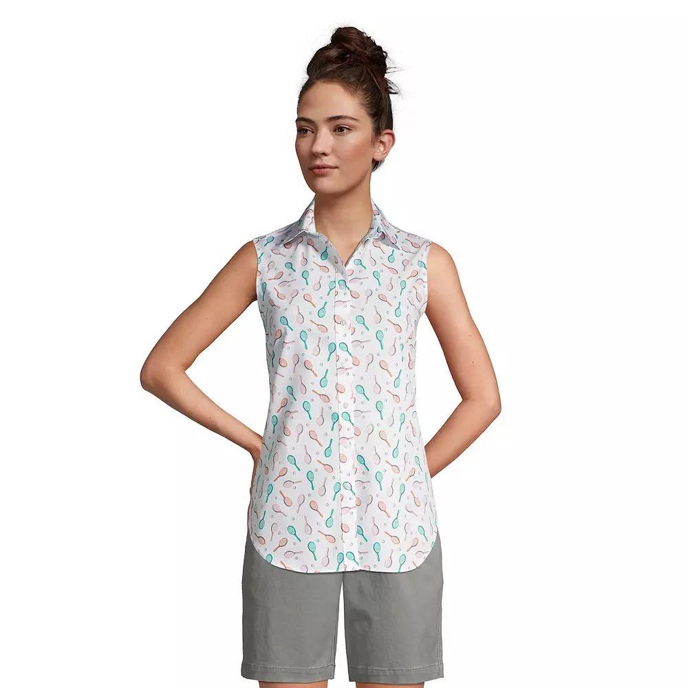 Petite Lands End No-Iron Supima Cotton Sleeveless Shirt, Womens Product Image