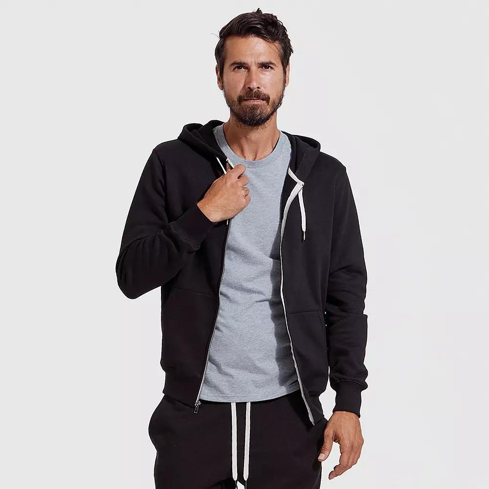 Men's True Classic French Terry Zip-Up Drawstring Hoodie, Size: Small, Black Product Image