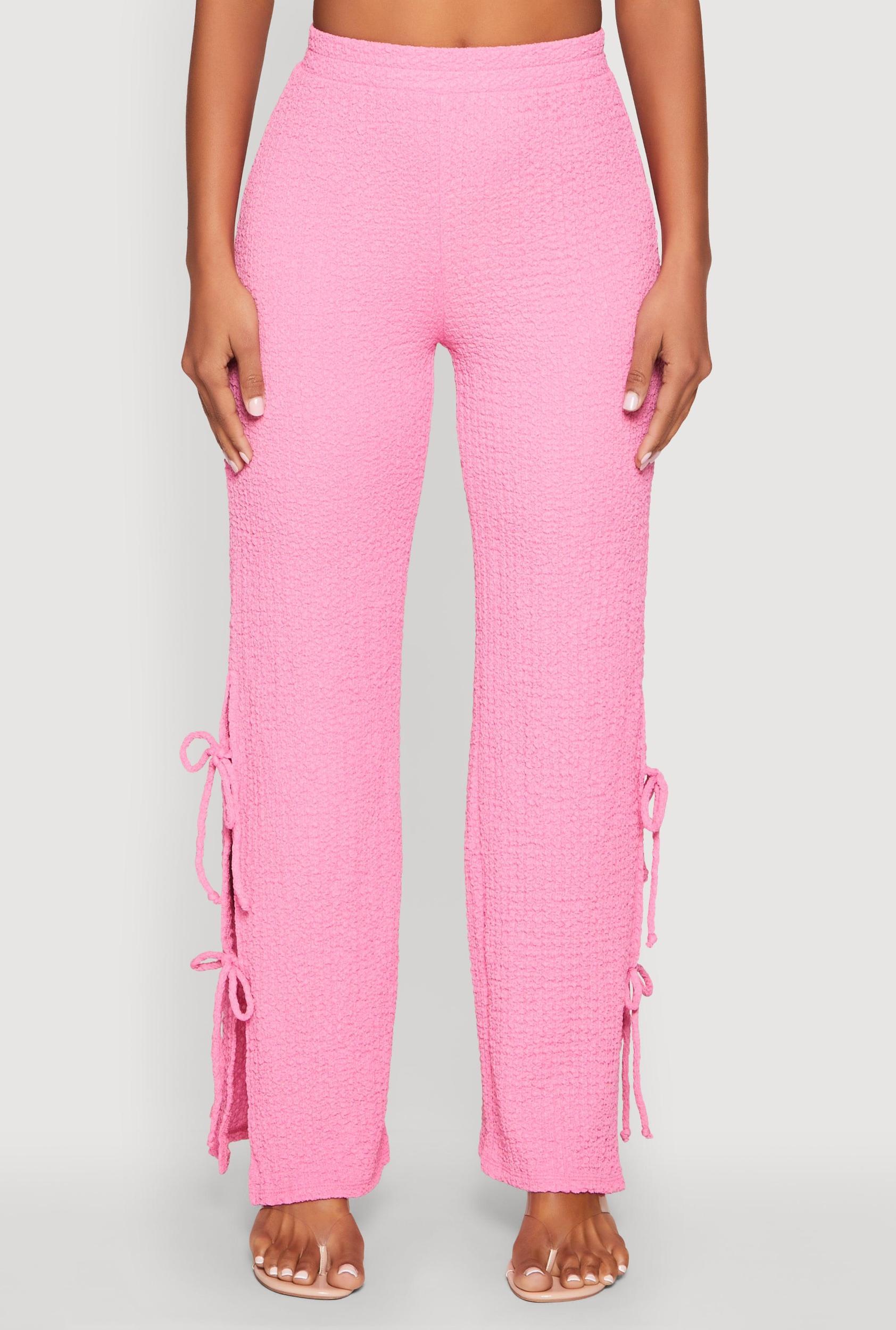 Womens Textured Knit Double Side Tie Slit Pants Product Image