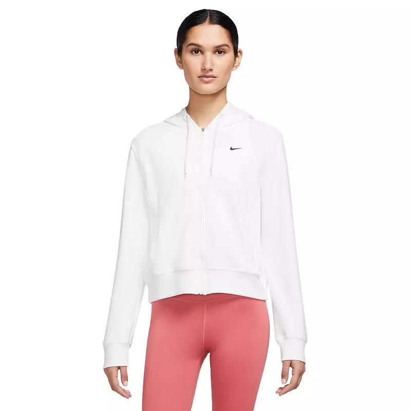 Nike Women's One Dri-FIT French Terry Full-Zip Hoodie in Black/Black Size XL Cotton/Polyester/Spandex Product Image