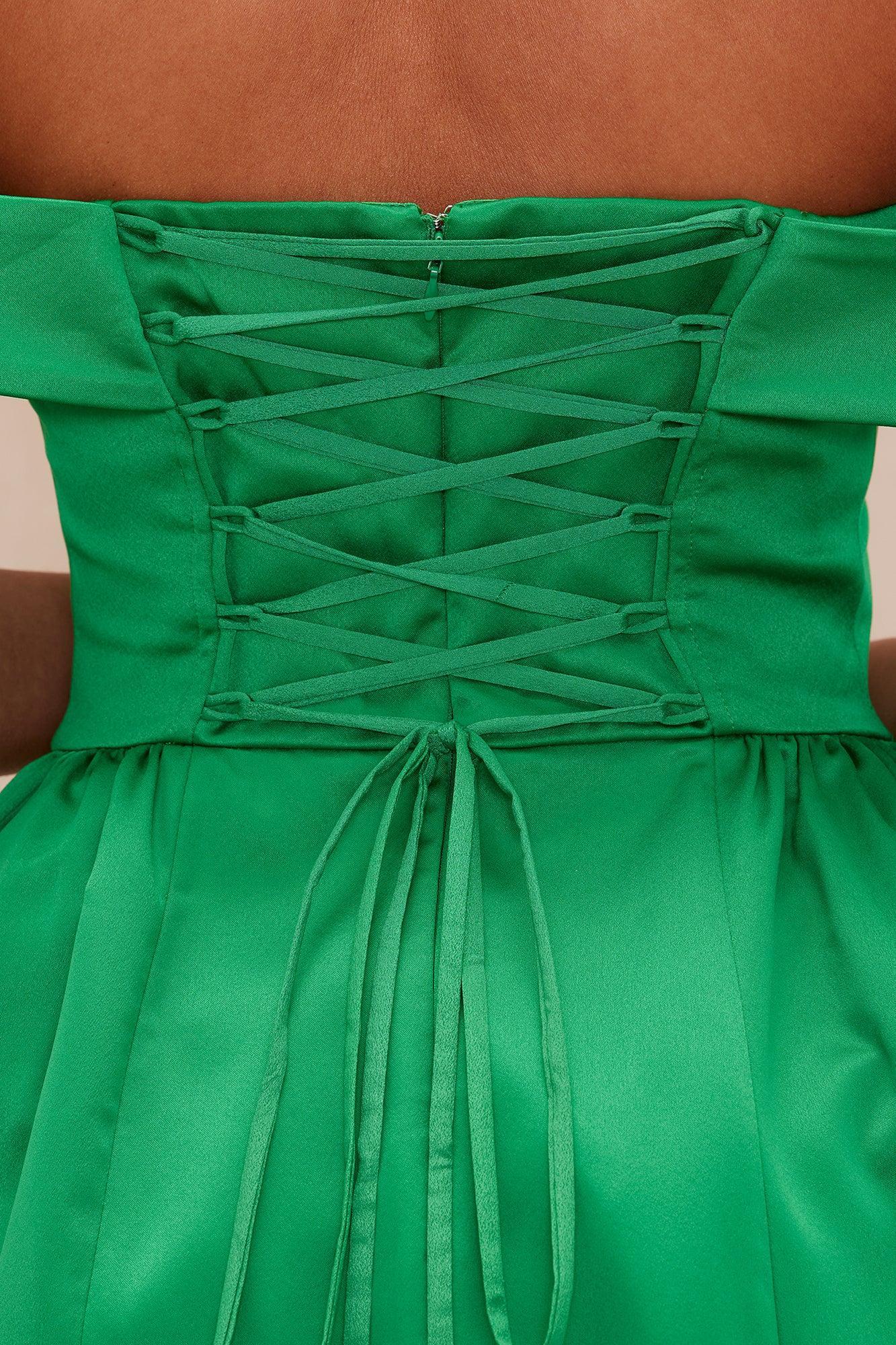 Ariana Satin Mini Dress - Kelly Green Product Image