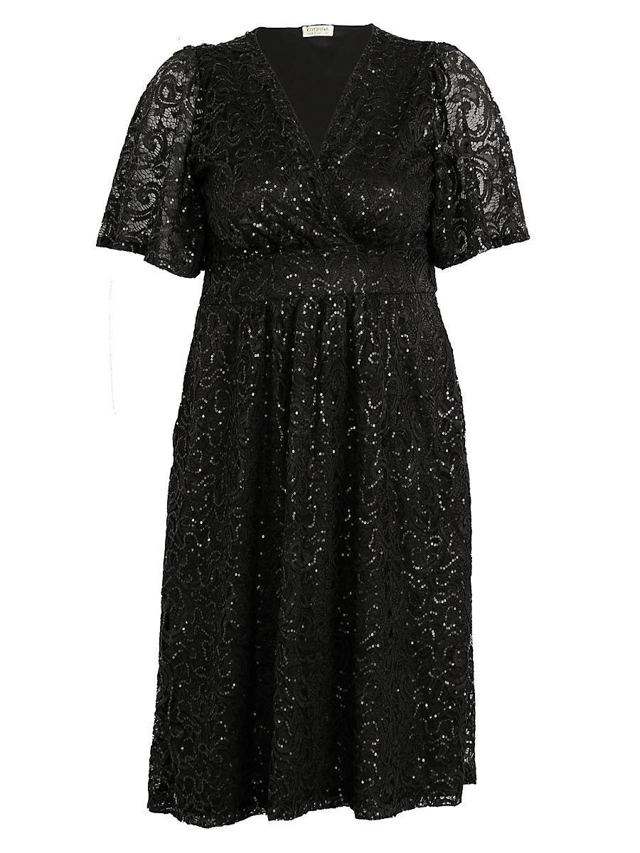 Womens Starry Sequin-Embellished Lace Dress Product Image