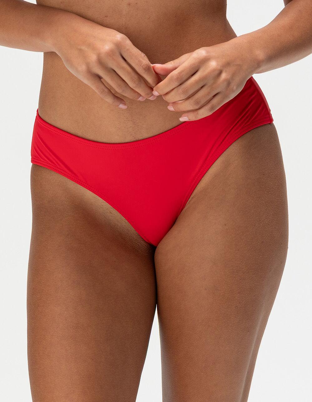 FULL TILT Full Coverage Bikini Bottoms - RED Product Image