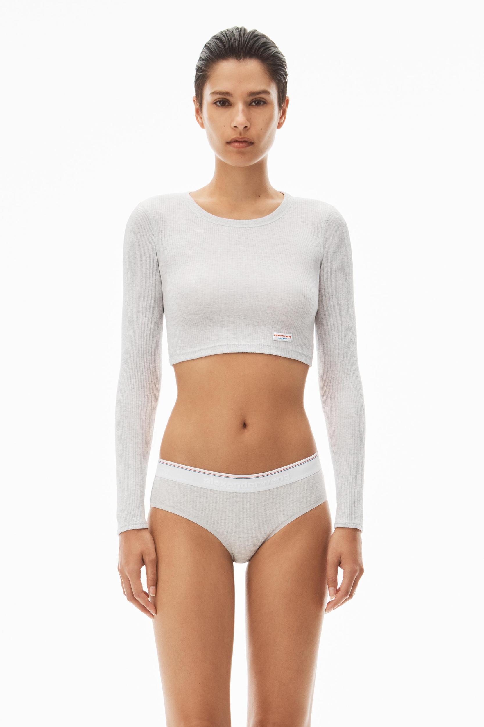 Cropped Long-sleeve Tee In Ribbed Cotton Jersey Product Image