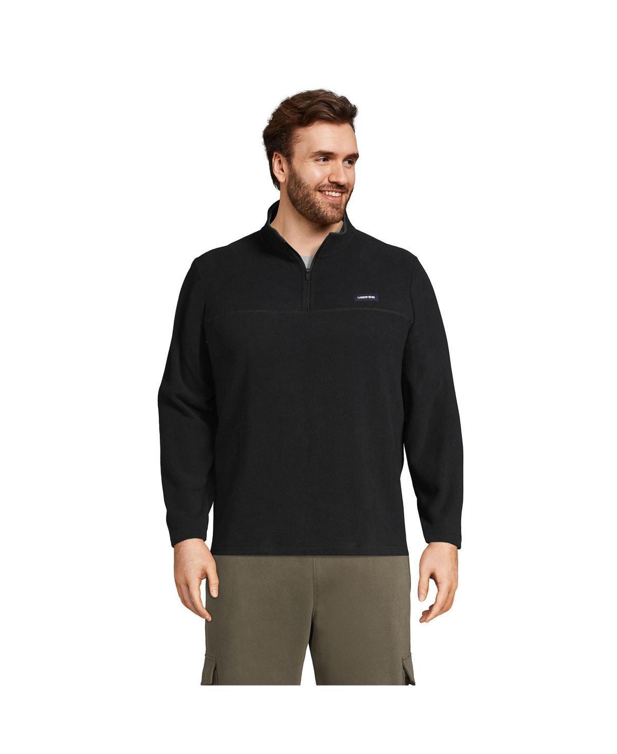 Big & Tall Lands' End Logo Fleece Quarter-Zip Pullover, Men's, Size: XXL Tall, Black Product Image
