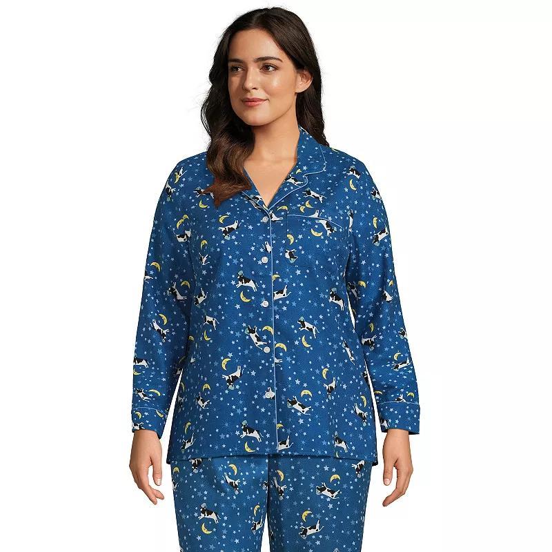 Plus Size Lands End Long Sleeve Flannel Pajama Top, Womens Product Image