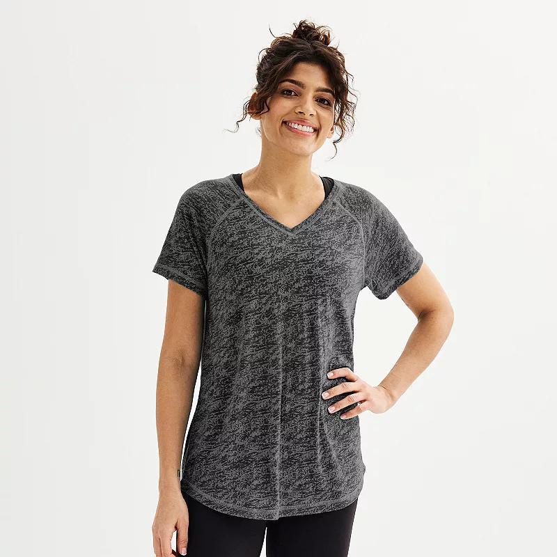 Women's Tek Gear® Core Raglan Tee, Size: Large, Black Burnout Product Image