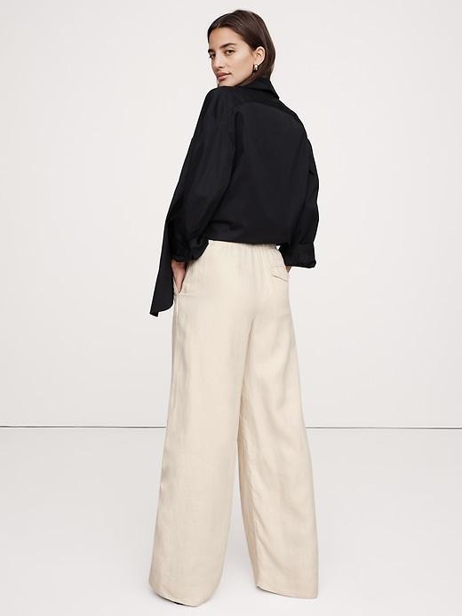 High-Rise Wide-Leg Linen Pull-On Pant Product Image