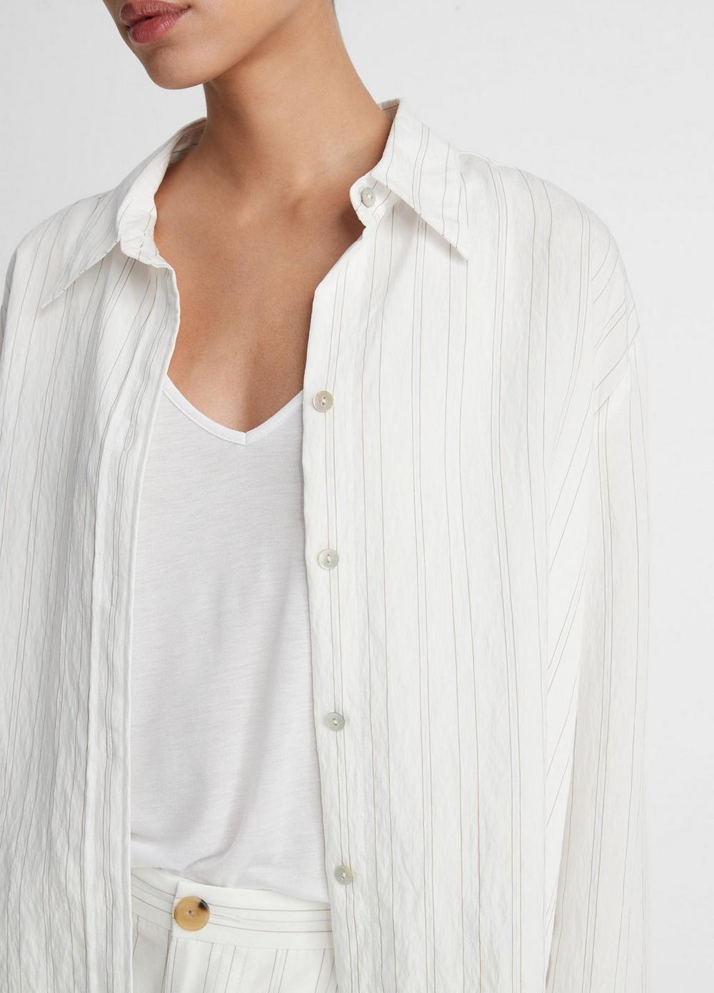 Womens Striped Boxy Cropped Shirt, Pampas Stripe, Size XL Vince Product Image