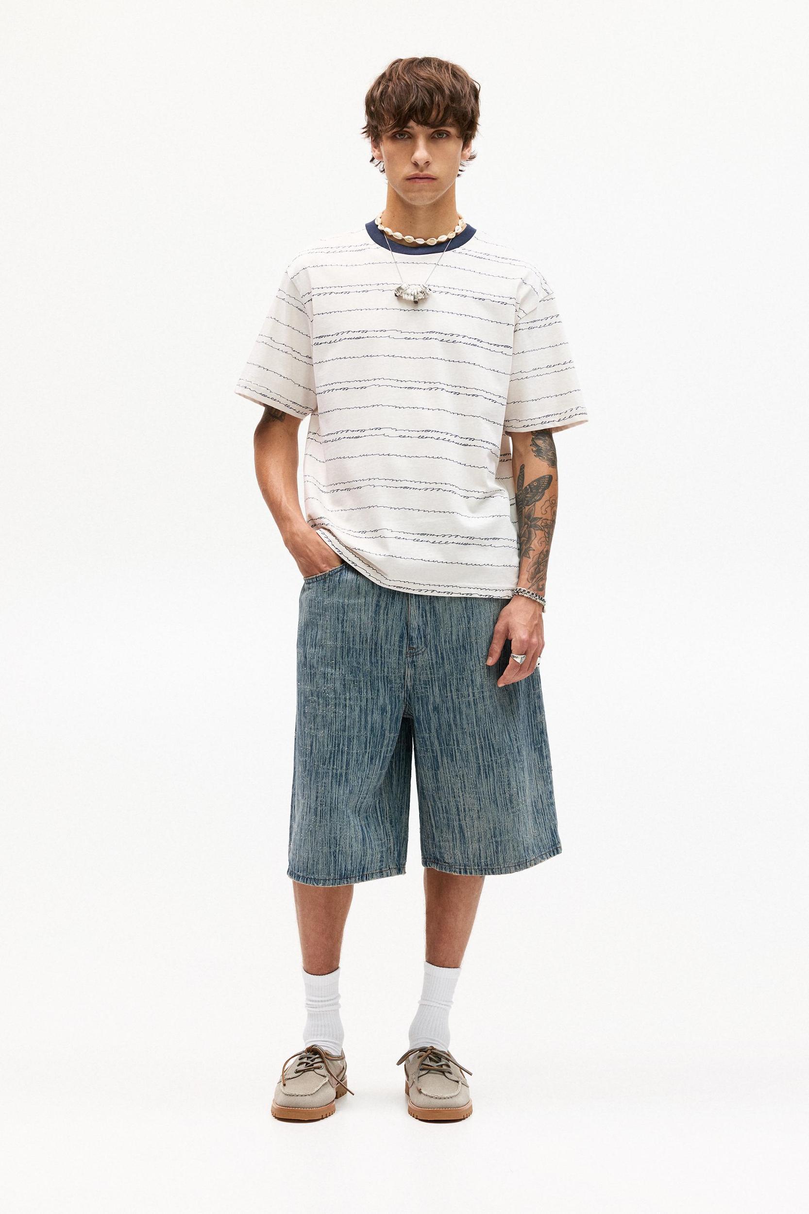 Striped T-shirt with contrast collar Product Image