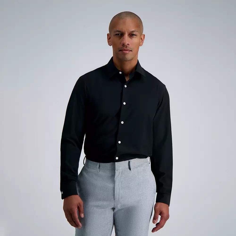 Men's Haggar® Smart Wash® Slim Fit Wrinkle Free Dress Shirt, Size: 15.5-32/33, Black Product Image