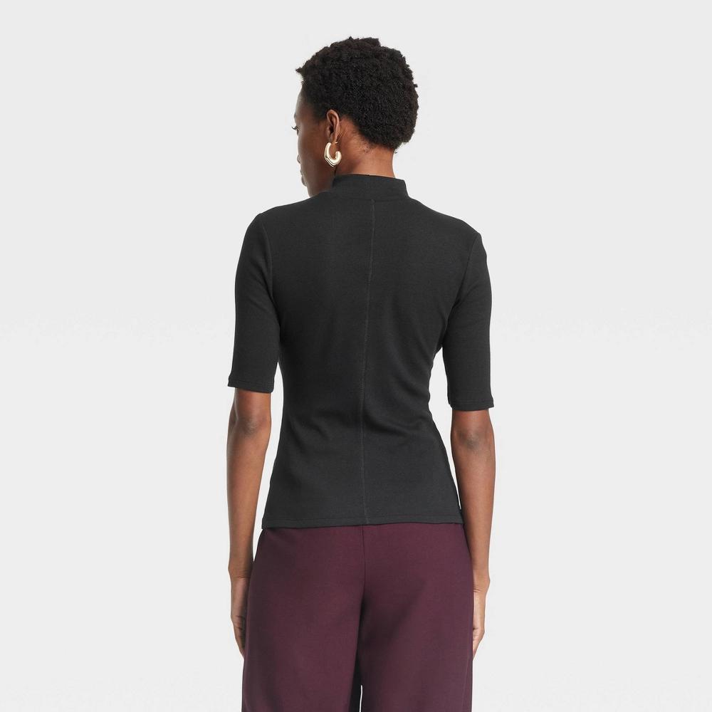 Women's Ribbed Short Sleeve Mock Turtleneck T-Shirt - A New Day™ Product Image