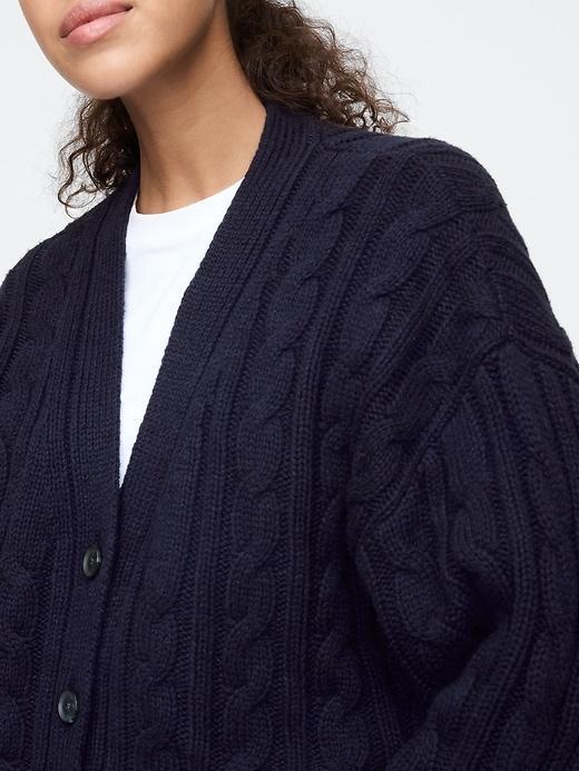 Oversized Cable-Knit Cardigan Product Image