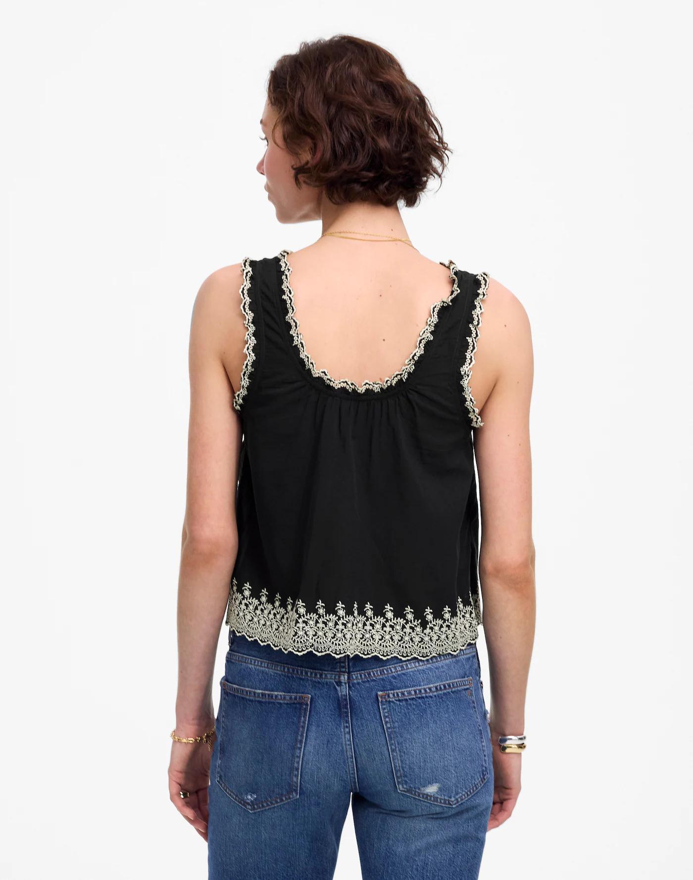 Embroidered Scalloped Tank Product Image