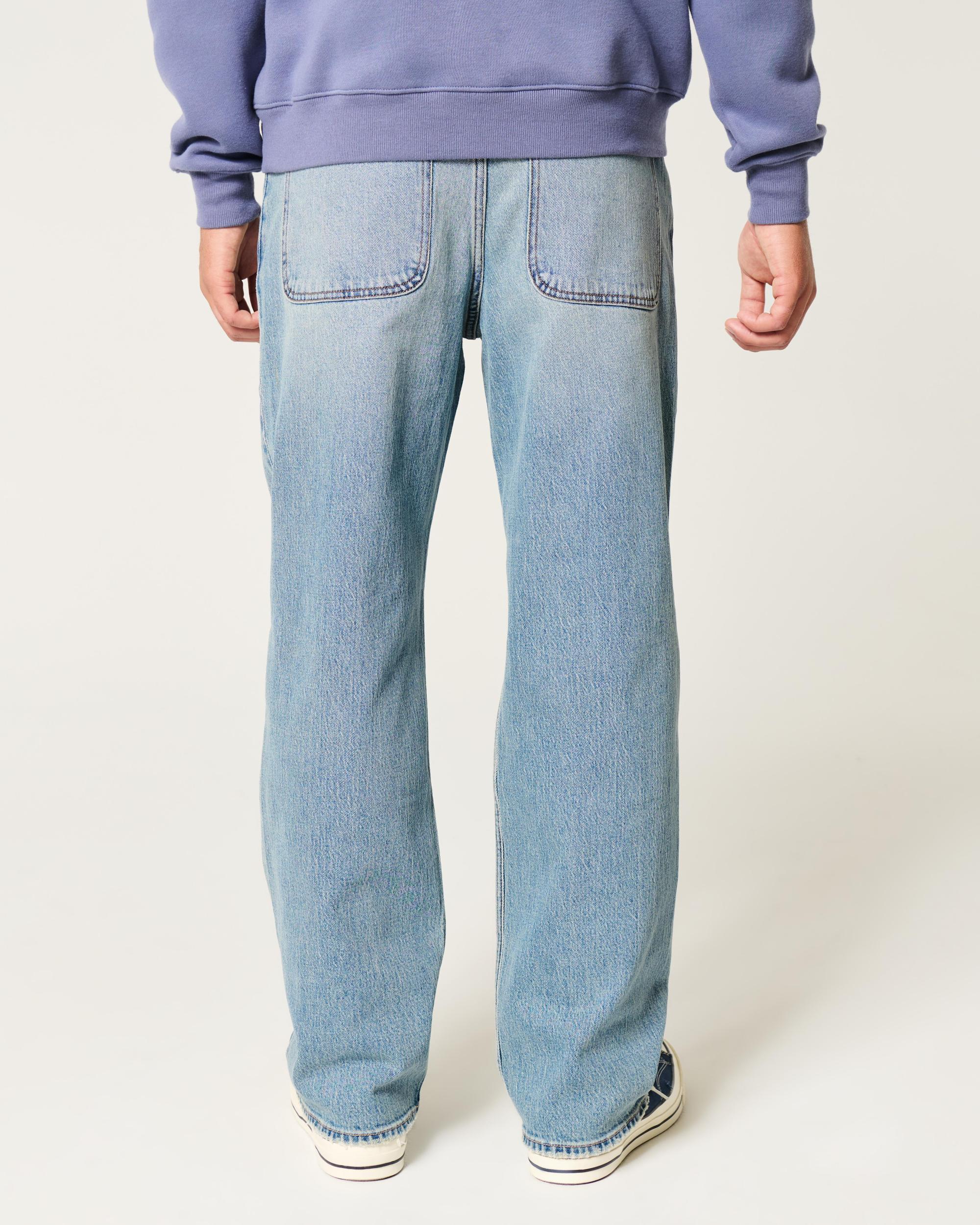 Ripped Light Wash Baggy Jeans Product Image