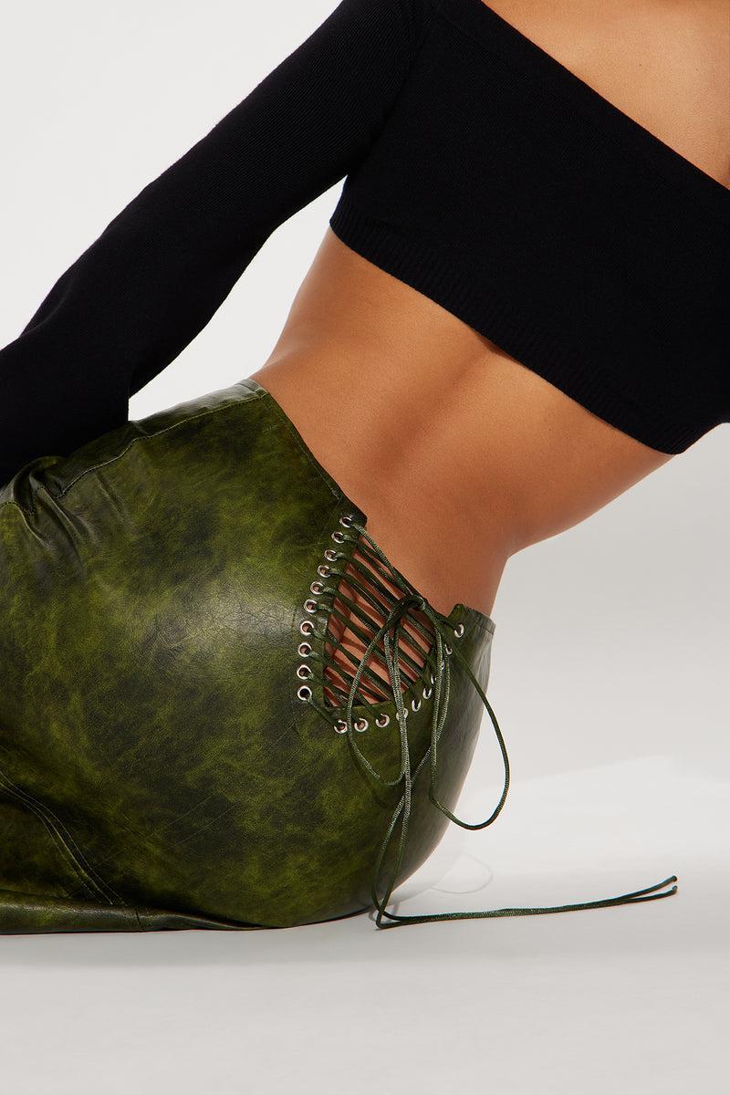 Dirty Secrets Faux Leather Maxi Skirt - Green Product Image