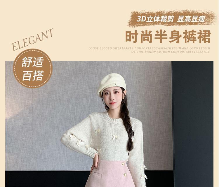 High Waist Asymmetrical Button Front Slit Skort Product Image