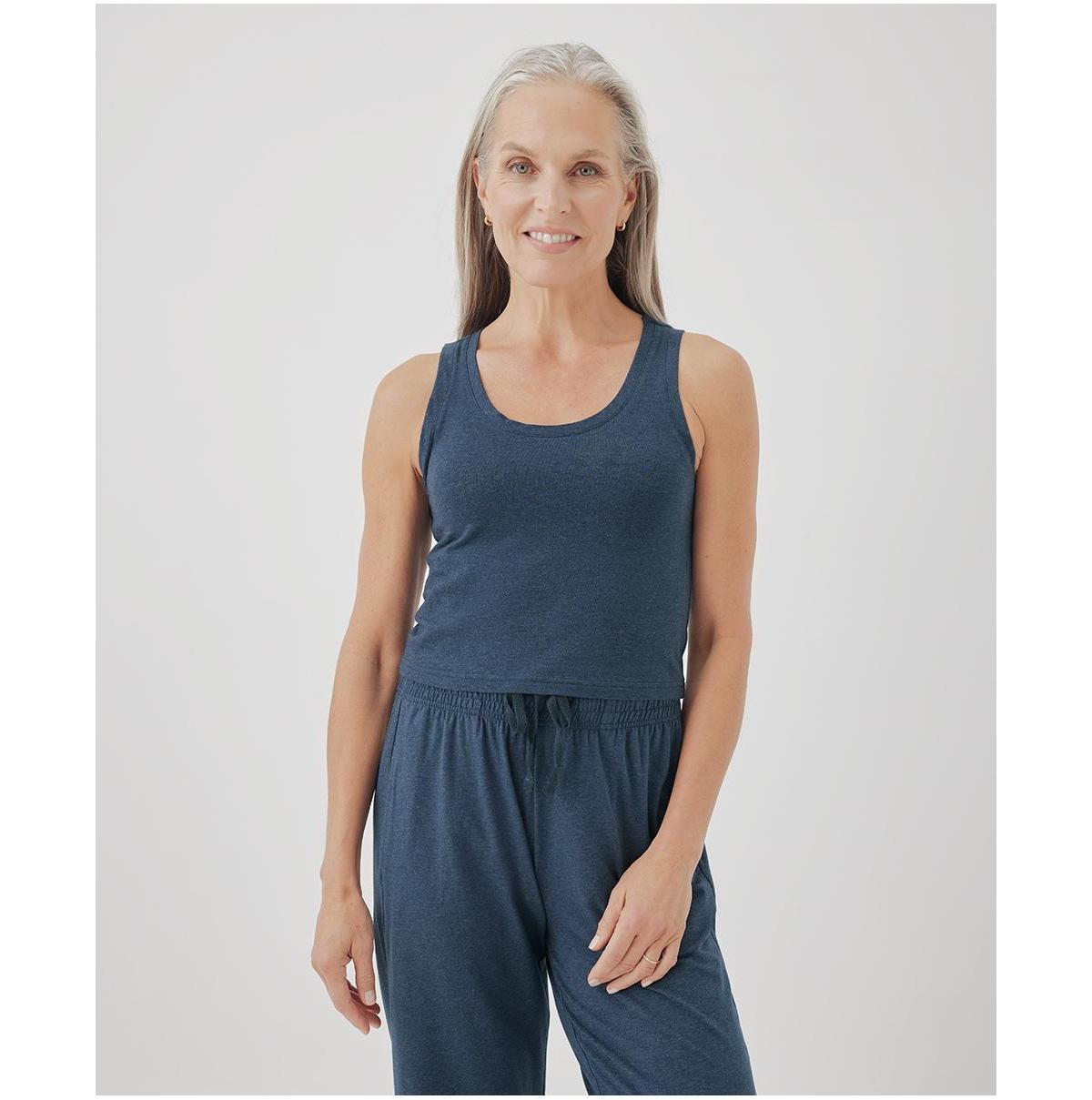 Women's Heather Grey Cool Stretch Cropped Lounge Tank 2XL Product Image