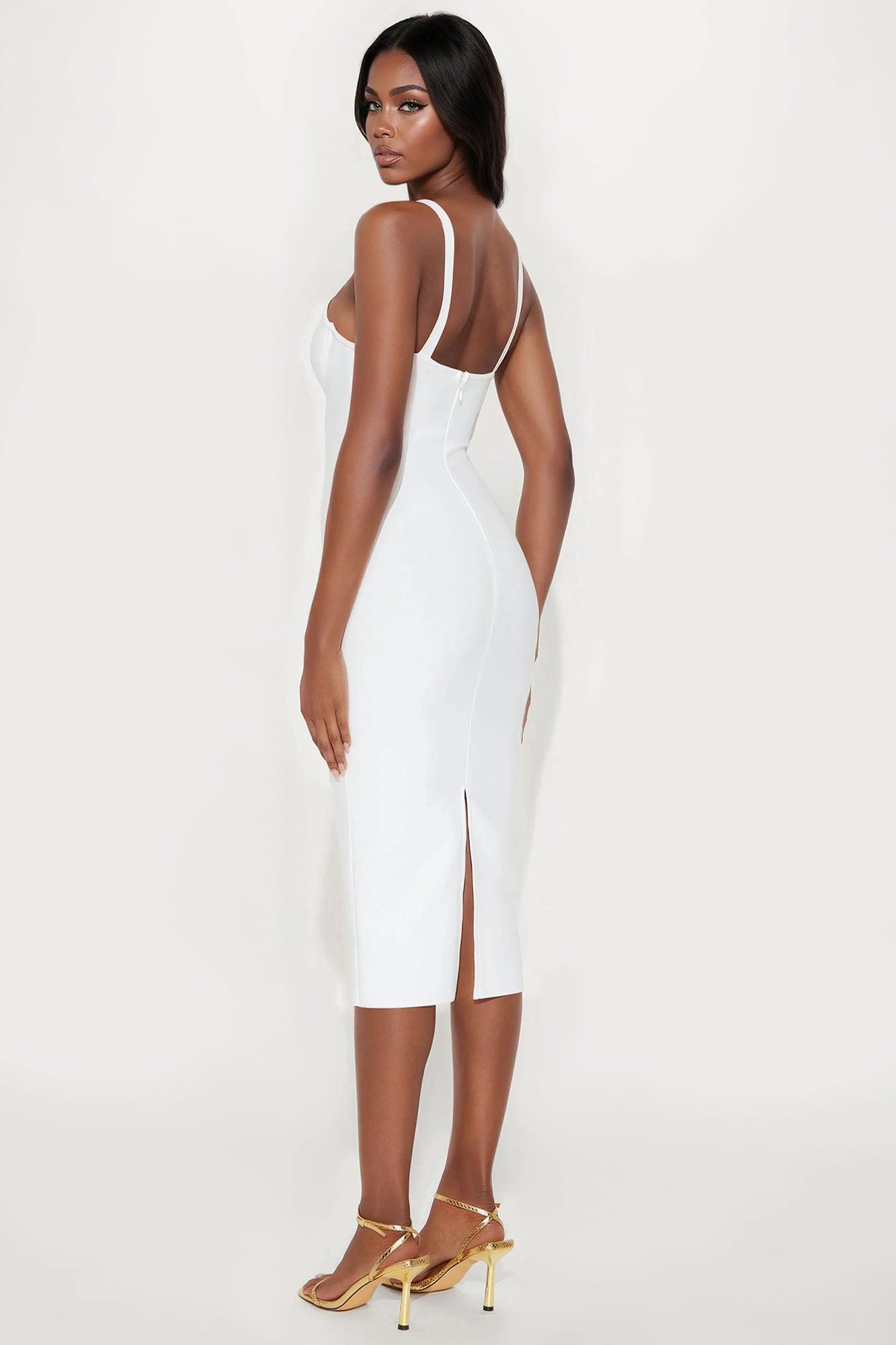 Brooke Chain Bandage Midi Dress - White Female Product Image