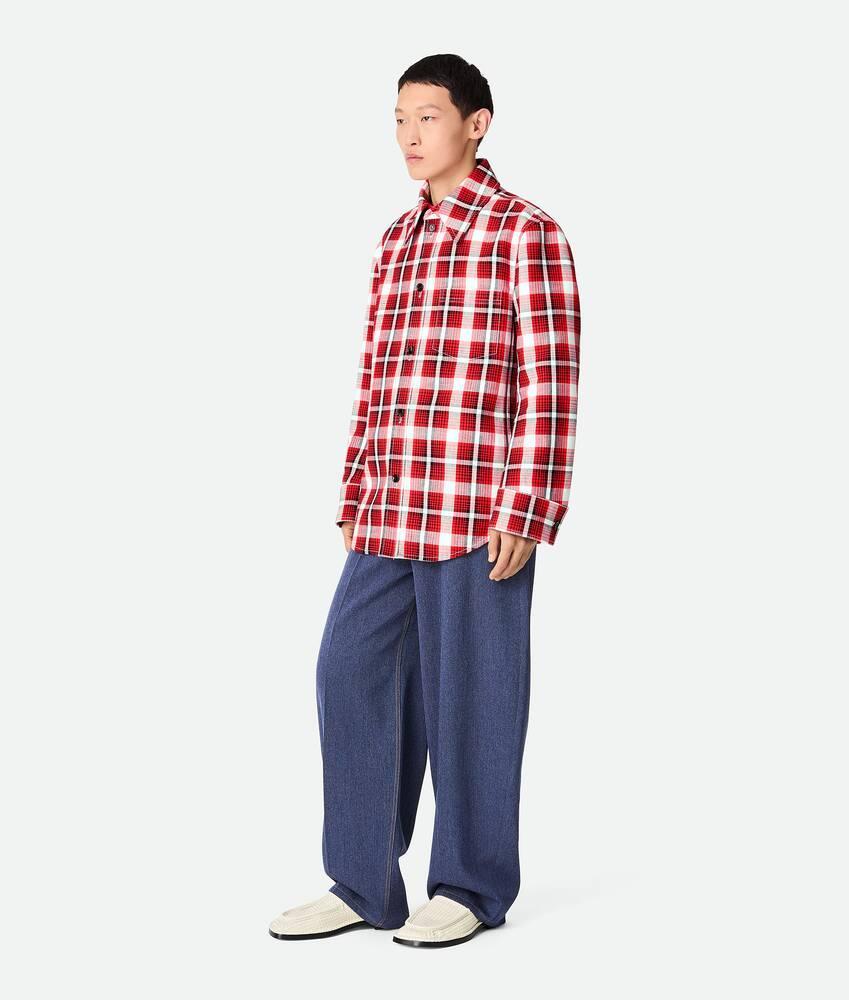 Men's Structured Cotton Check Overshirt in Tomato/chalk/black Product Image