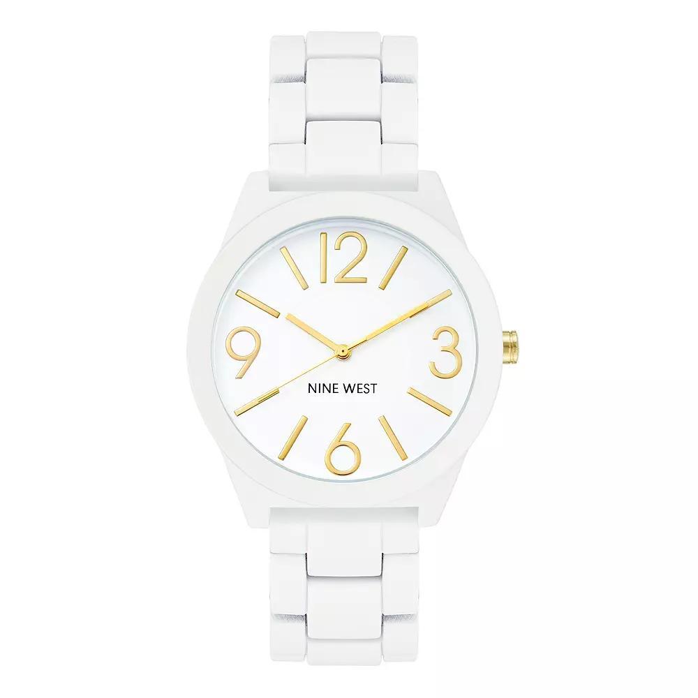 Nine West Women's White Rubberized Link Watch, Size: Large Product Image