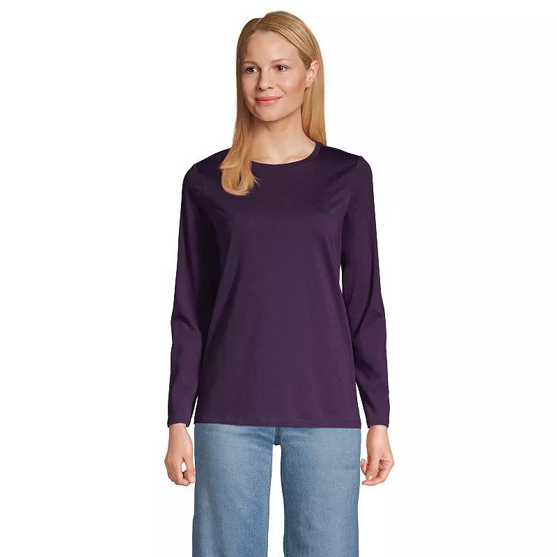 Petite Lands End Relaxed-Fit Supima Long Sleeve Cotton Crewneck Tee, Womens Product Image