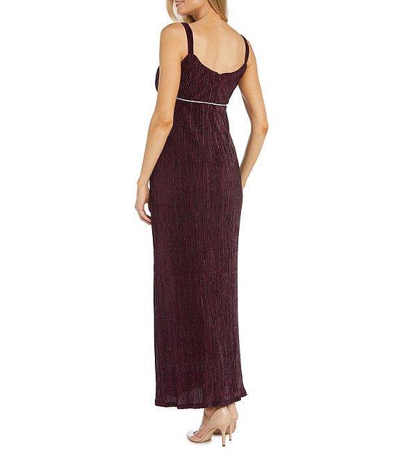 R & M Richards 3/4 Sleeve Crew Neck Front Slit Pleated 2-Piece Jacket Dress Product Image