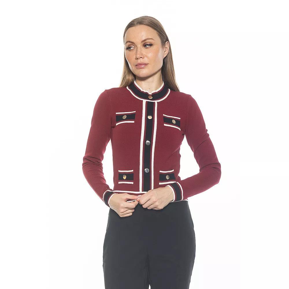 Women's ALEXIA ADMOR Kiley Long Sleeve Button Down Jacket Top, Size: Large, Red Team Product Image