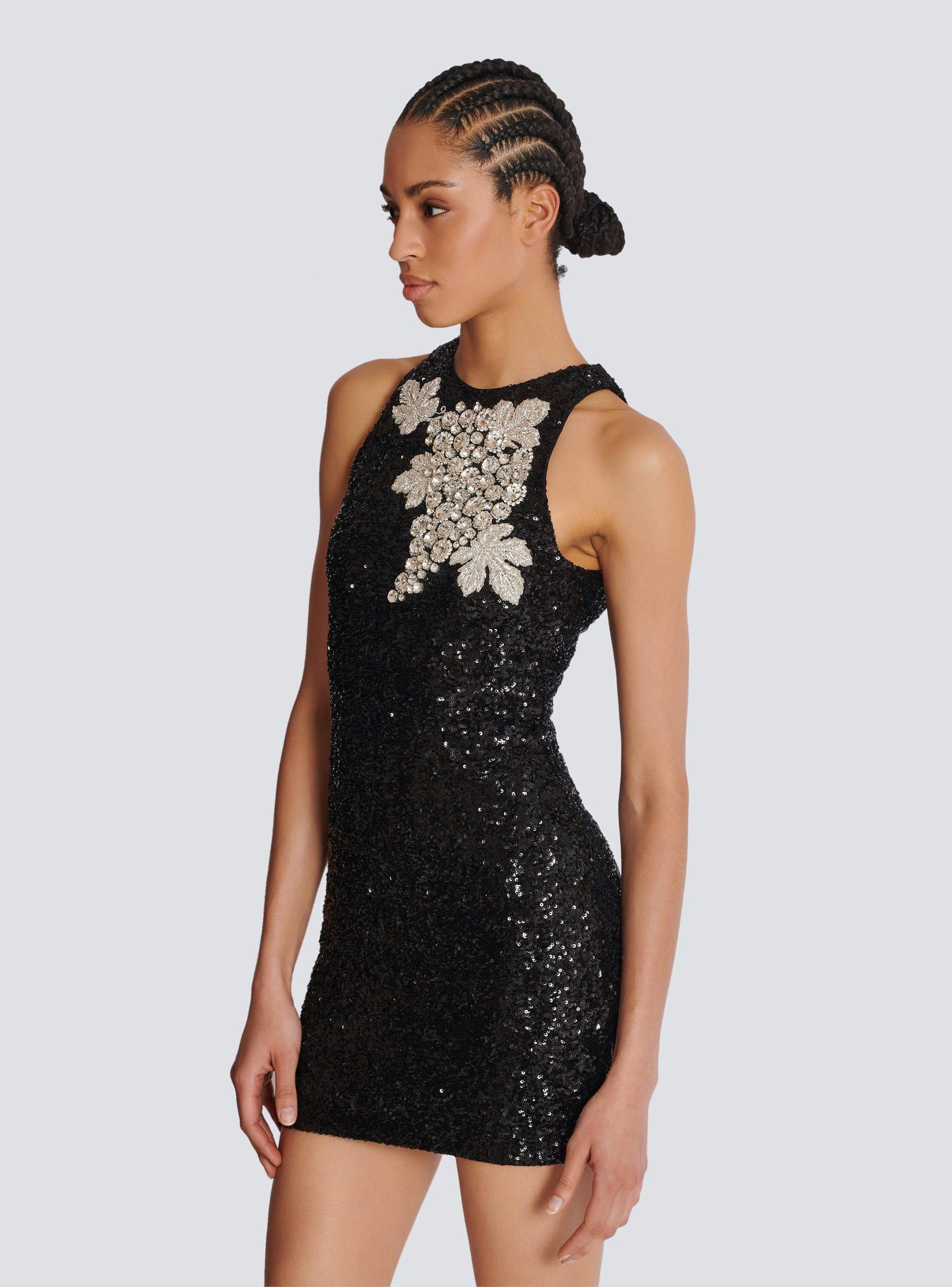Sequin dress with Grape embroidery Product Image