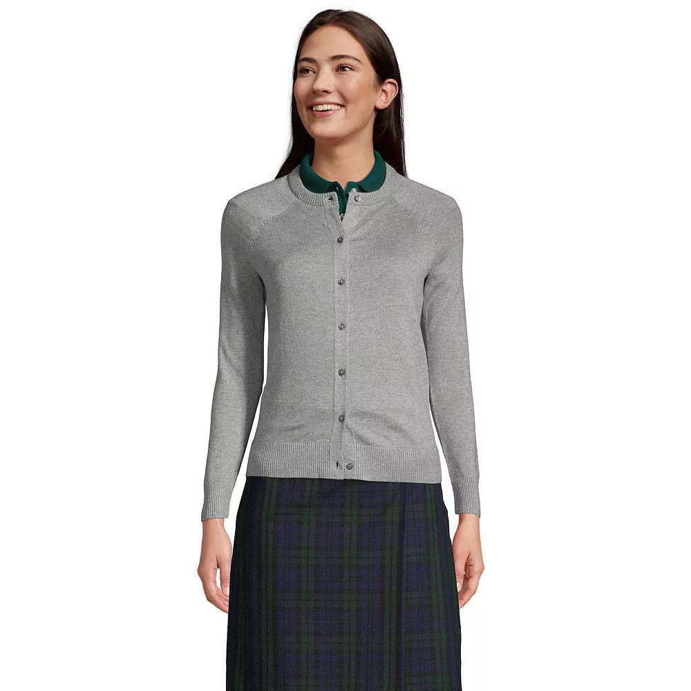 Women's Lands' End Cotton Modal Cardigan Sweater, Size: Large, Black Product Image