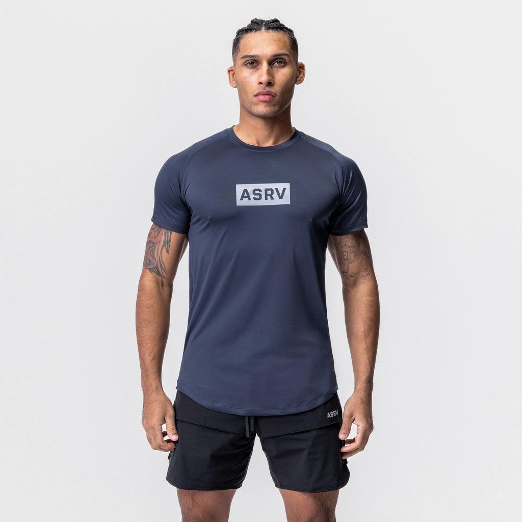 0660. AeroSilver® Established Tee - Navy "Box Logo" Product Image