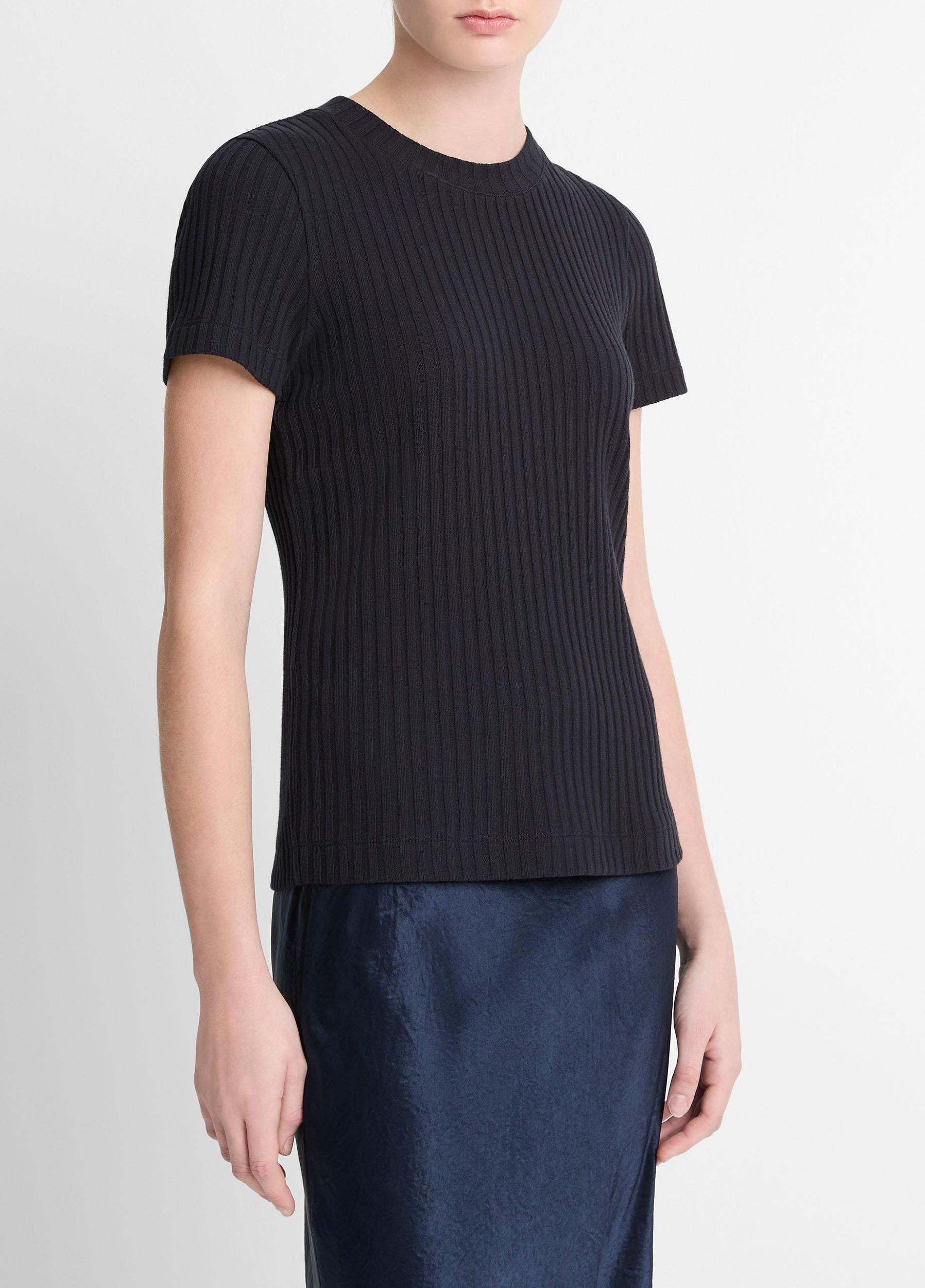 Womens Ribbed Cotton-Blend Top, Off White, Size L Vince Product Image