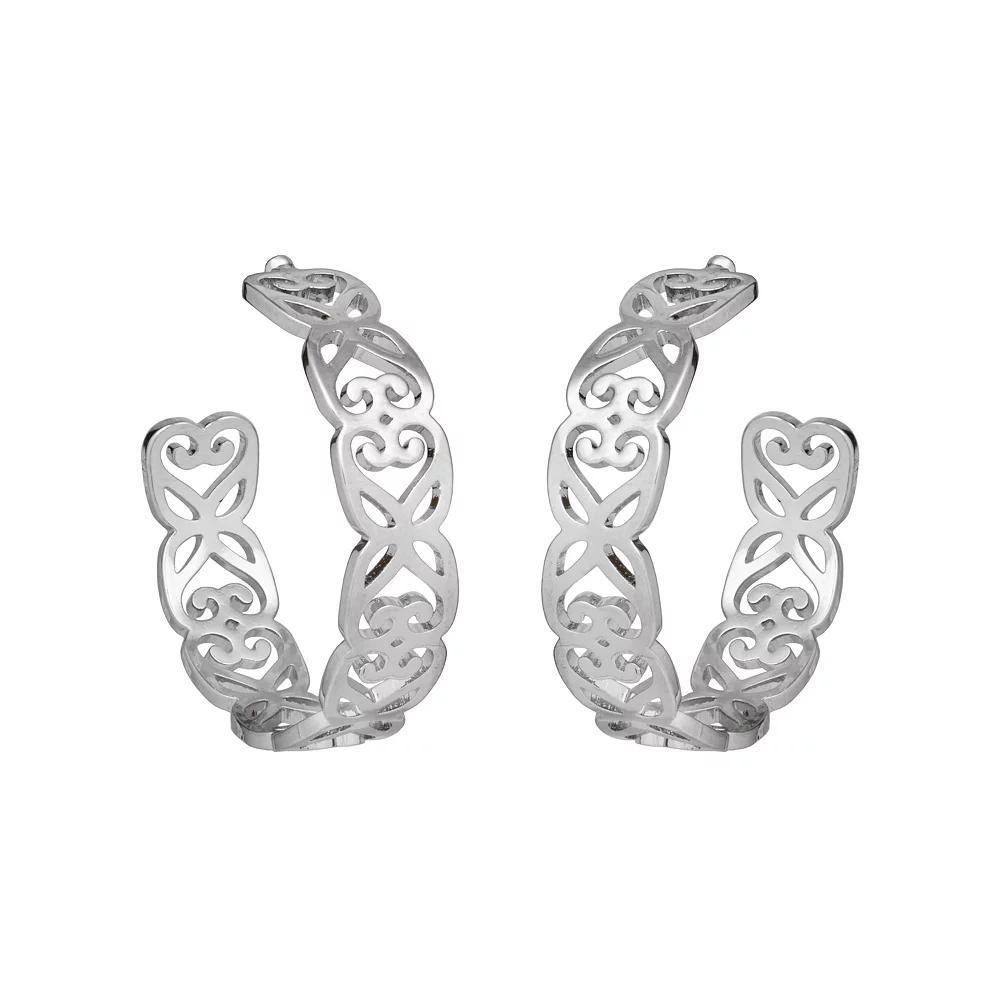 LC Lauren Conrad Silver Tone Filigree Hoop Earrings, Women's, None Product Image