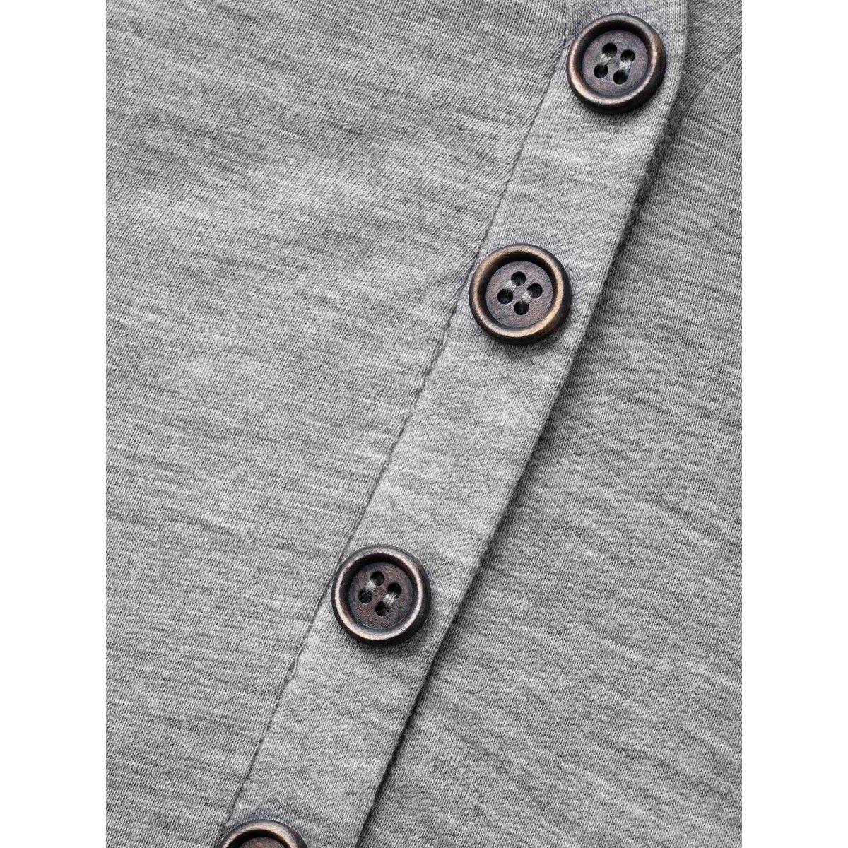 Plus Size Notched Solid Heather Midi Dress Mediumgray Women Casual Button Notched collar Long Sleeve Curvy BloomChic 14-16/1X Product Image