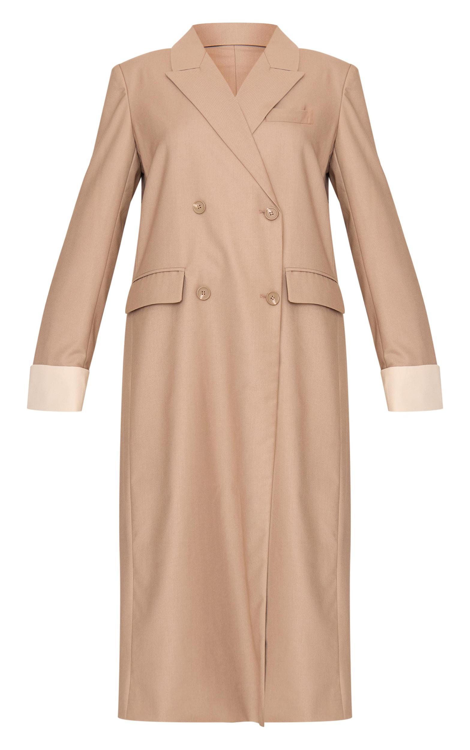 Taupe Tailoring Trim Trench Coat Product Image