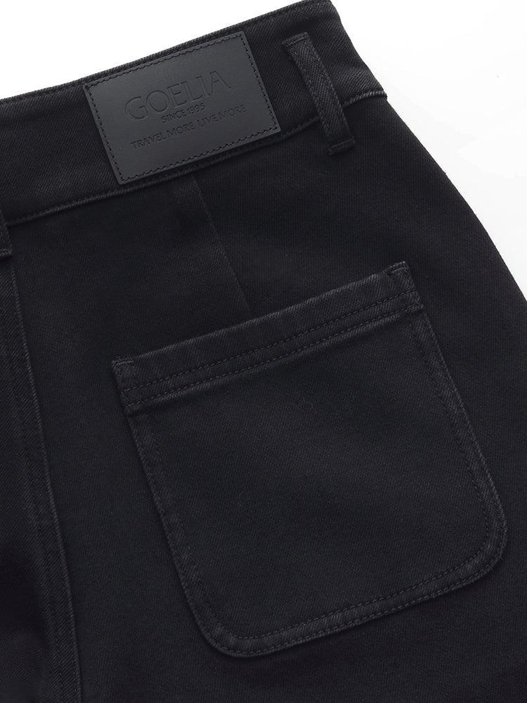 Denim High Waisted Fleece Lined Women Wide Leg Jeans Product Image
