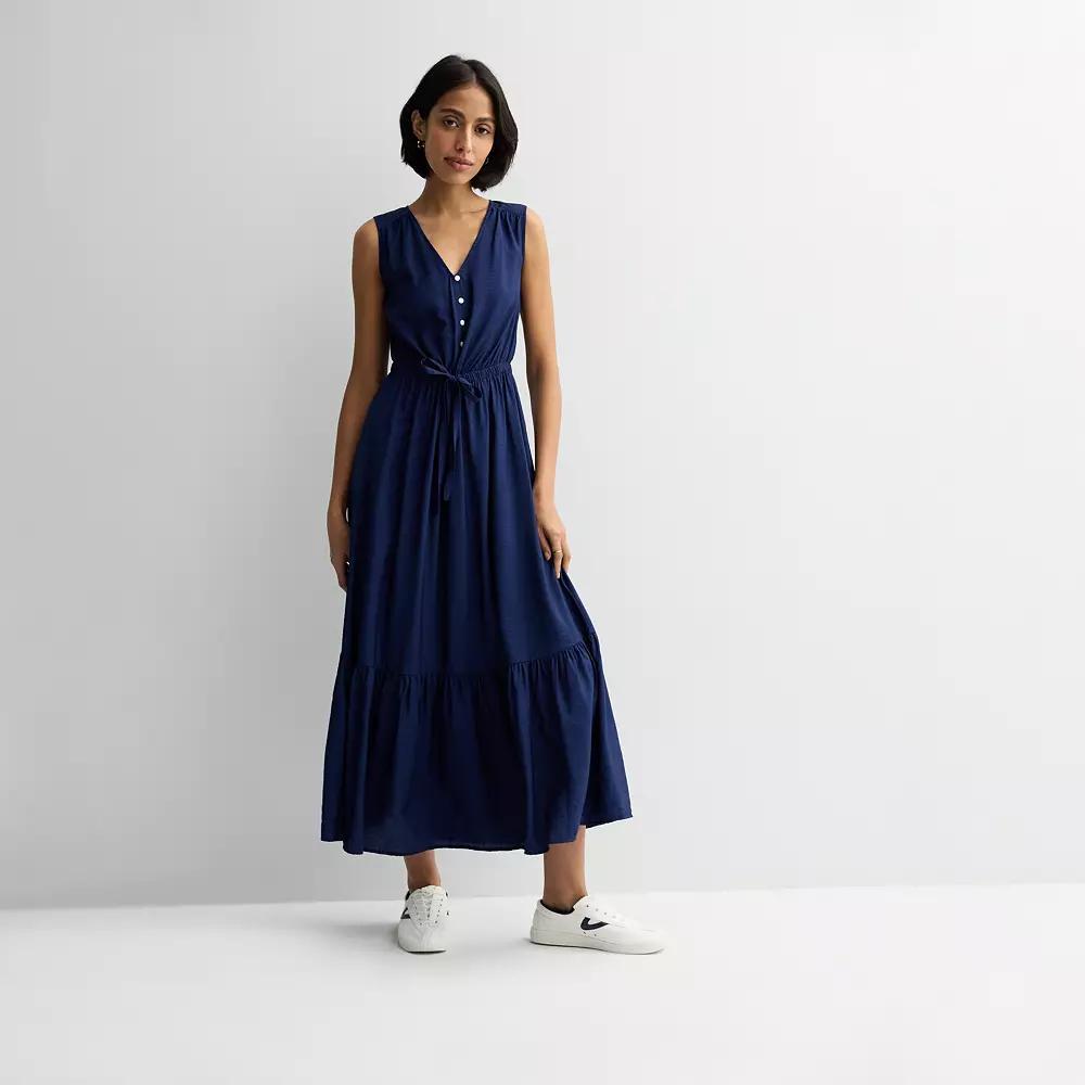 Petite Sonoma Goods For Life® Femme Button Bodice Maxi Dress, Women's, Size: Large Petite, Blue Beauty Product Image