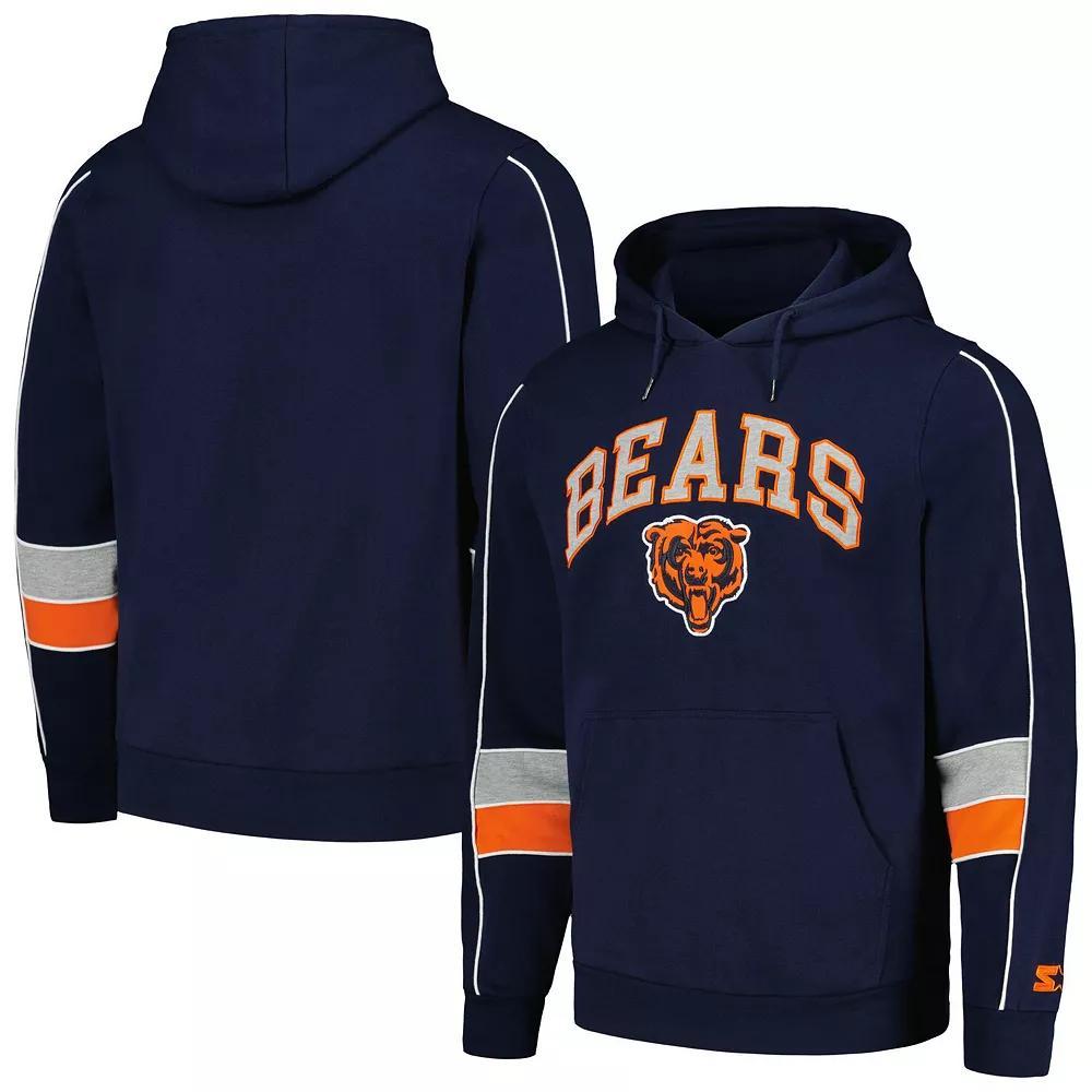 Men's Starter Navy Chicago Bears Captain Pullover Hoodie, Size: Small, Blue Product Image