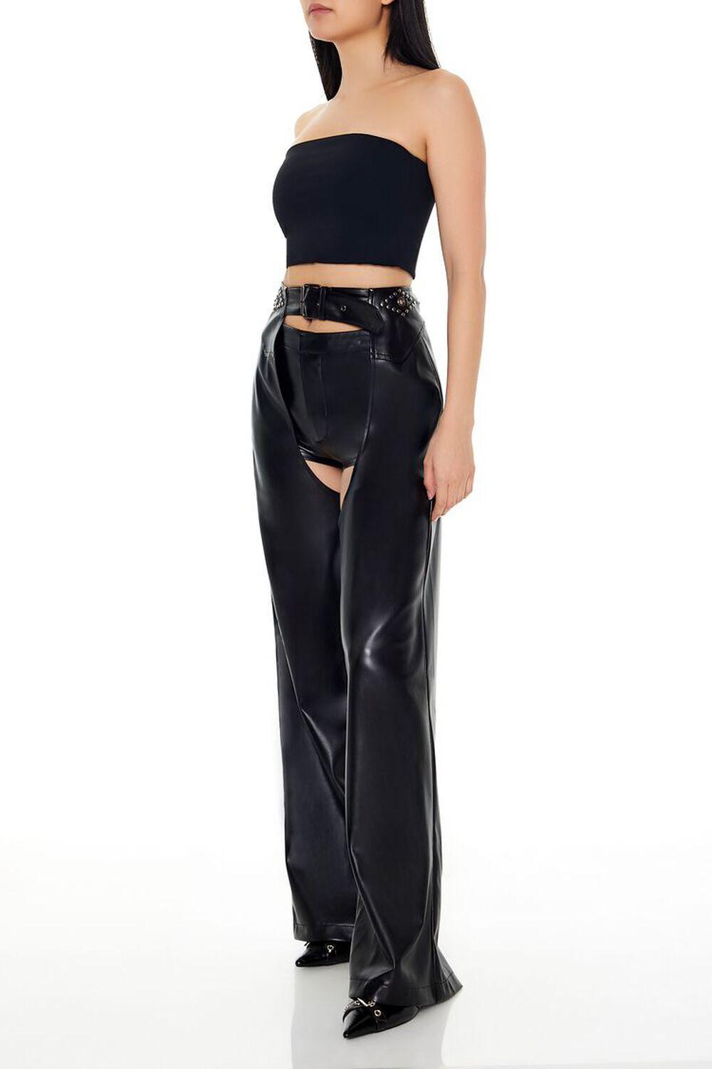 Faux Leather Cutout Flare Pants | Forever 21 Product Image