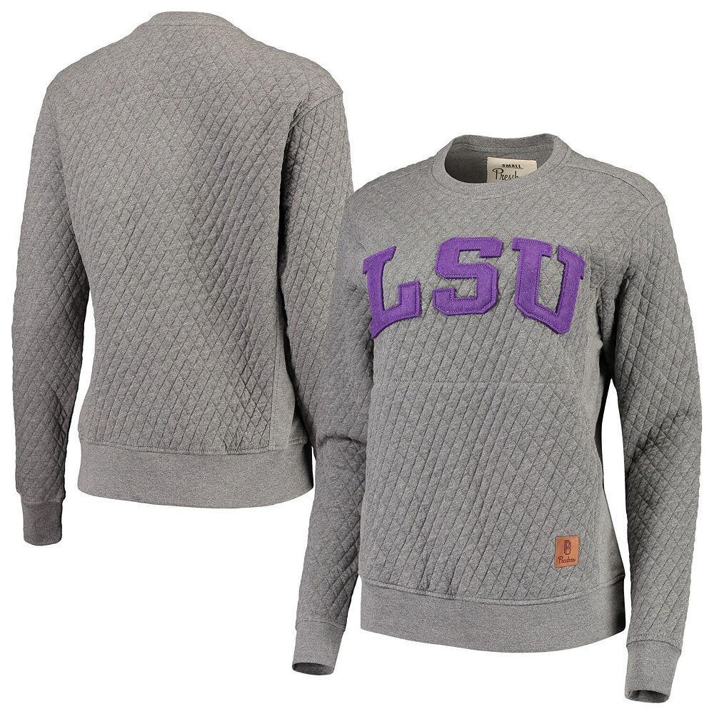 Women's Pressbox Heather Charcoal LSU Tigers Moose Quilted Pullover Sweatshirt, Size: XL, Grey Product Image