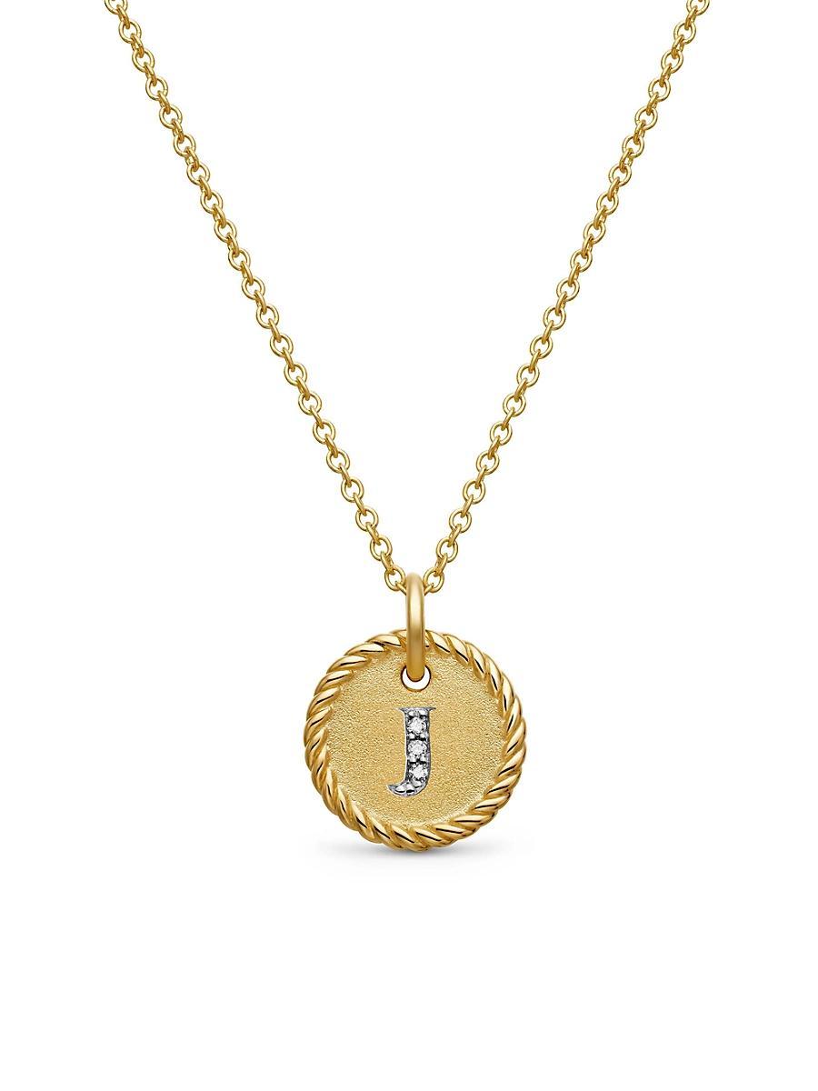 David Yurman Cable Collectibles Initial Pendant with Diamonds in Gold on Chain, 16-18 Product Image