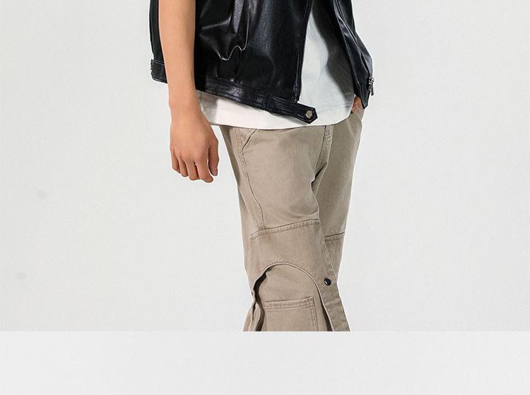 Plain Faux Leather Zip Biker Vest Product Image