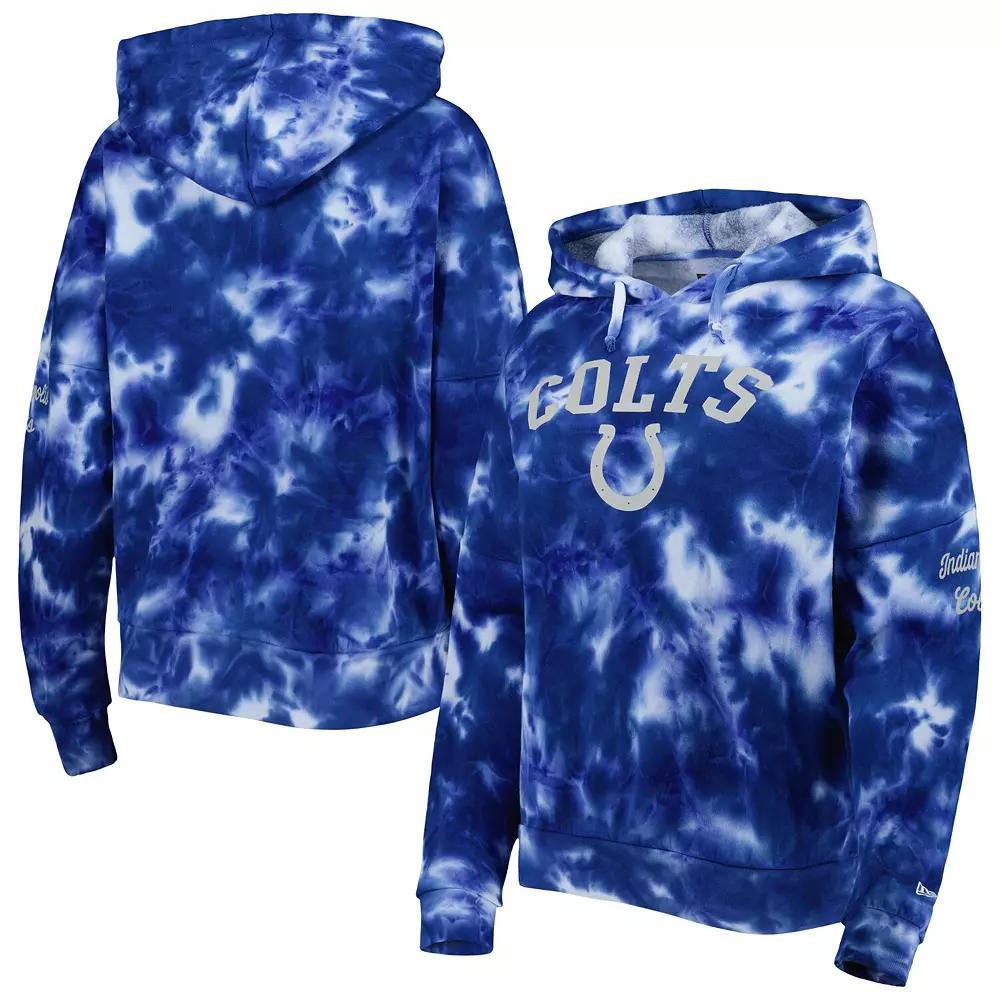 Women's New Era Royal Indianapolis Colts Cloud Dye Fleece Pullover Hoodie, Size: Small, Blue Product Image