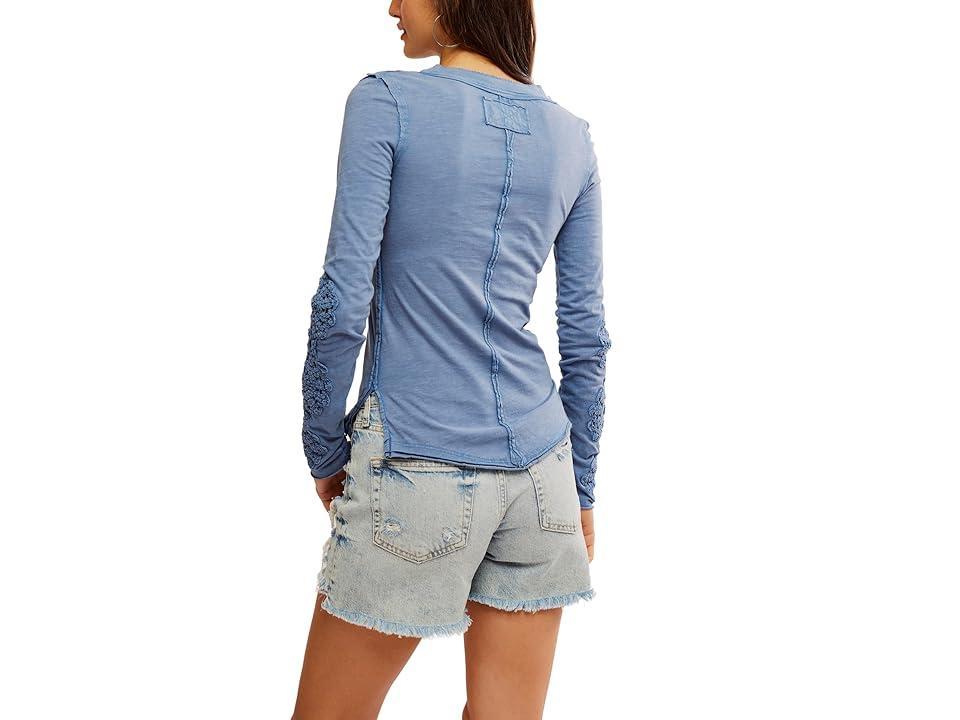Free People Our Song Henley Cuff (Denim Grey) Women's Clothing Product Image